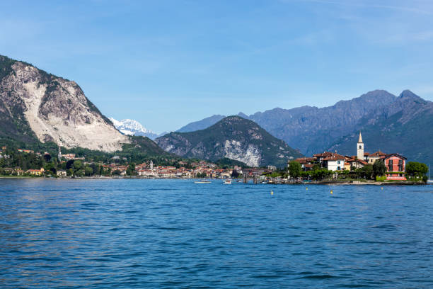 Small town in the Italian Lakes area, accessible easily by boat stock photo