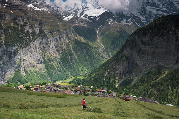 Small village in the Bernese Oberland, Switzerland stock photo