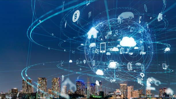 smart city e concetto iot (internet of things). tic (information communication technology). - smart city foto e immagini stock