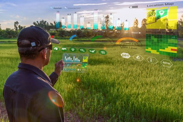iot、未来的な農業コンセプトを持つスマートな農業 - 農業 ストックフォトと画像