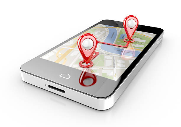 smart phone navigation smart phone navigation - mobile gps 3d illustration chasing stock pictures, royalty-free photos & images