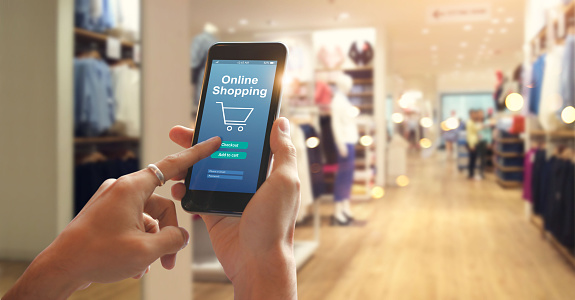 Smart Phone Online  Shopping  In Woman Hand Network 