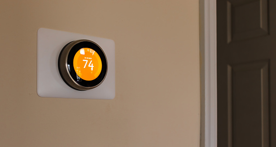 Smart thermostat heating a room