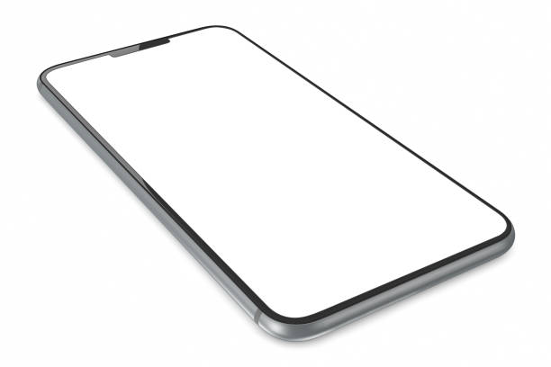 Smartphone with big screen and blank screen on white stock photo