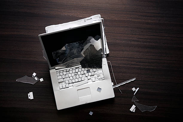Smashed laptop stock photo