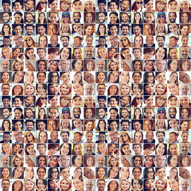 Smiles around the world Composite image of a large group of diverse people smiling square composition photos stock pictures, royalty-free photos & images
