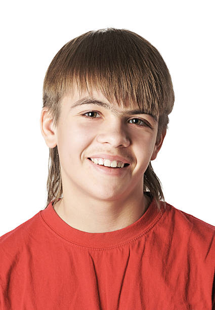 Smiling boy portrait  mullet haircut stock pictures, royalty-free photos & images
