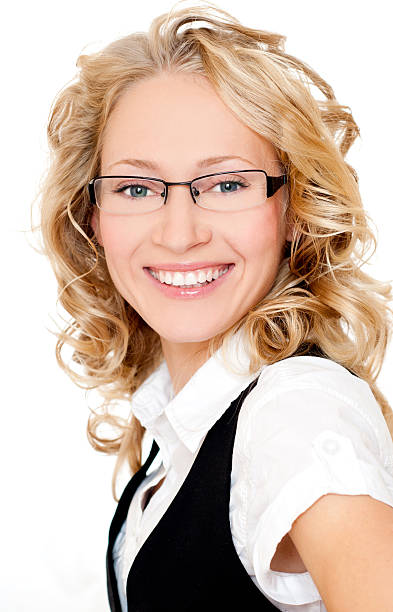 smiling businesswoman stock photo
