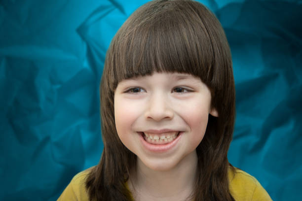 Smiling child head portrait stock photo