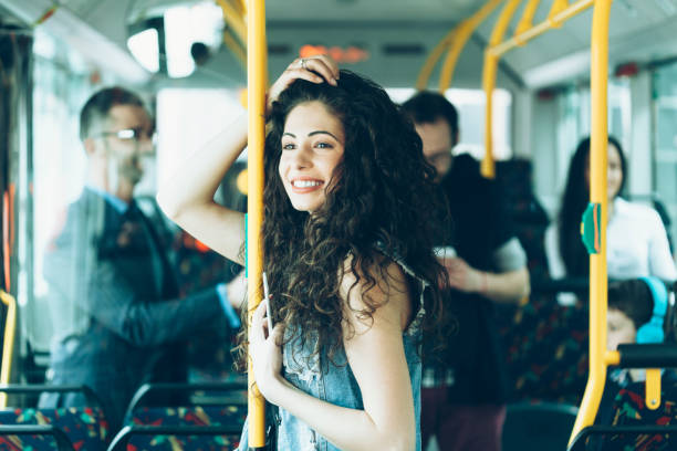 lachende meisje, plezier in het openbaar vervoer - subway snapshot stockfoto's en -beelden