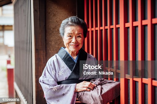 istock smiling traditional Japanese Senior Woman 970956816