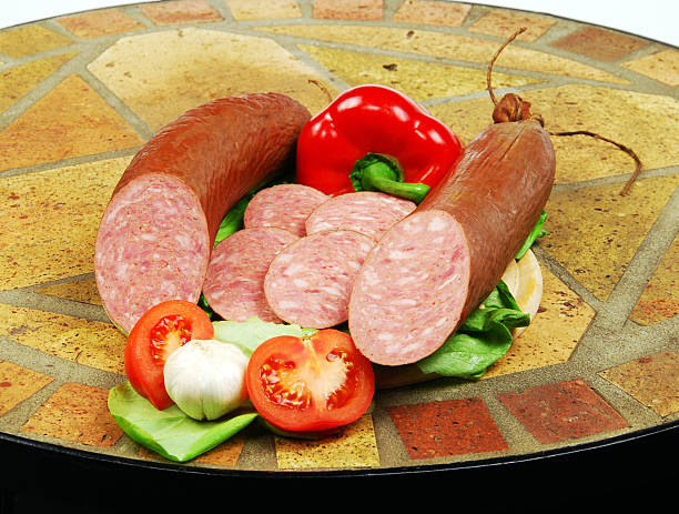Smoked sausage stock photo