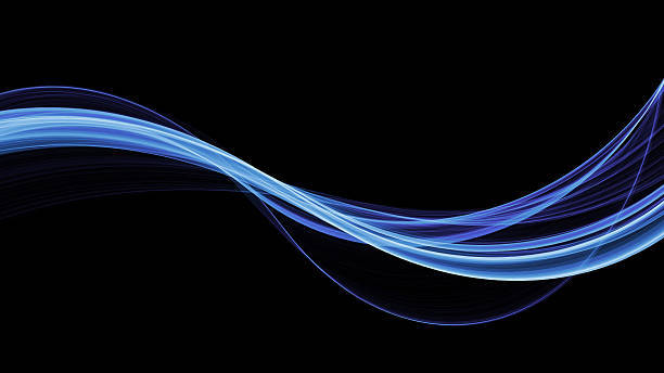 smooth abstract blue smoke-like curves stock photo