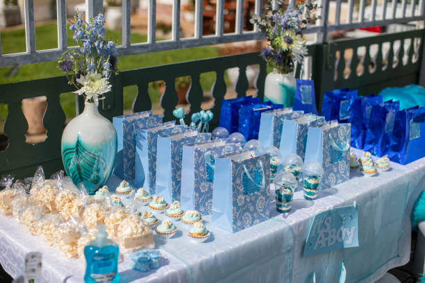 Snacks And Baked Items At An Outdoor Baby Shower.