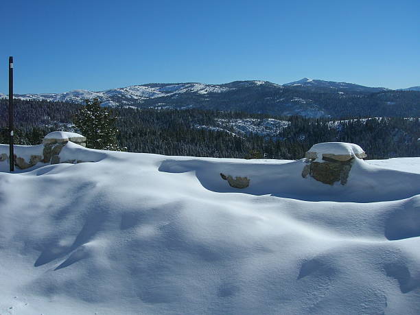 Snow covered Wall, Sierra Nevada stock photo