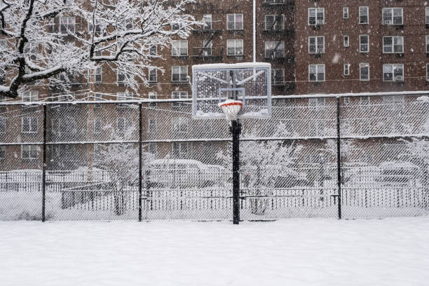 Snow in the court stock photo