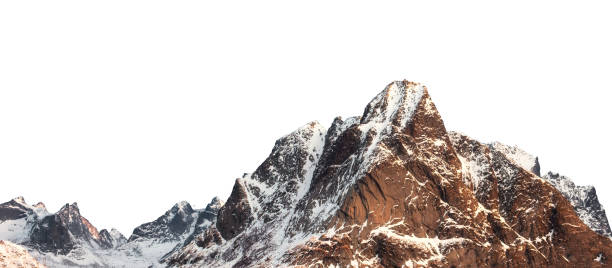 śnieżna góra z lśniącą zimą na lofotach - mountains zdjęcia i obrazy z banku zdjęć