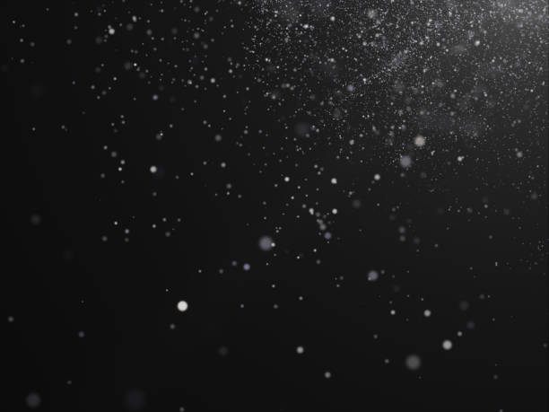 tekstur salju pada latar belakang hitam untuk overlay - partikel potret stok, foto, & gambar bebas royalti