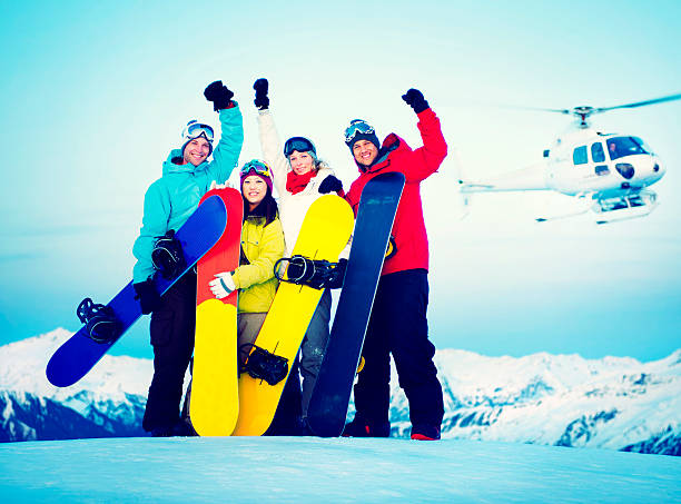 Snowboarders Success Sport Friendship Snowboarding Concept