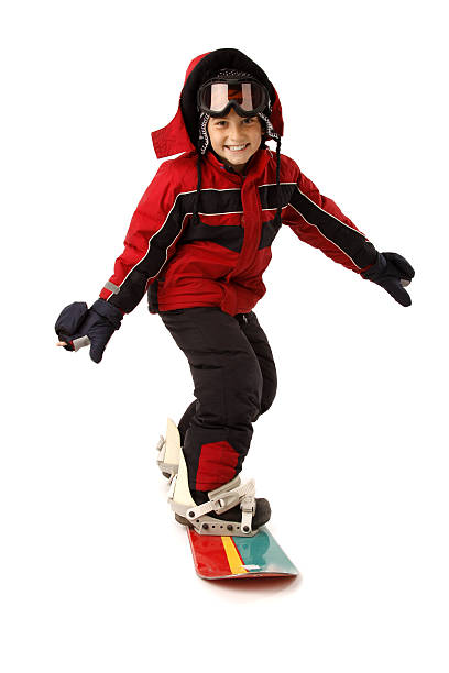 Snowboarding kid stock photo