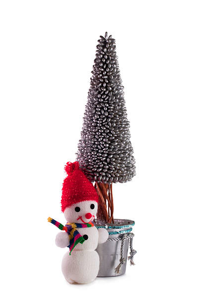 Snowman and Christmas-tree stock photo