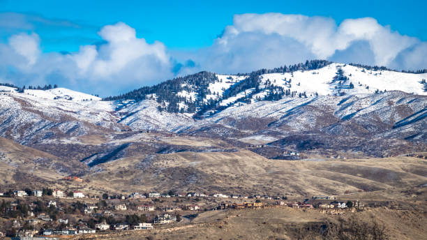 Snowy foothills of Boise, Idaho stock photo