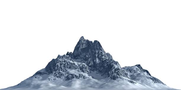 montañas nevadas aislar sobre fondo blanco ilustración 3d - mountains fotografías e imágenes de stock