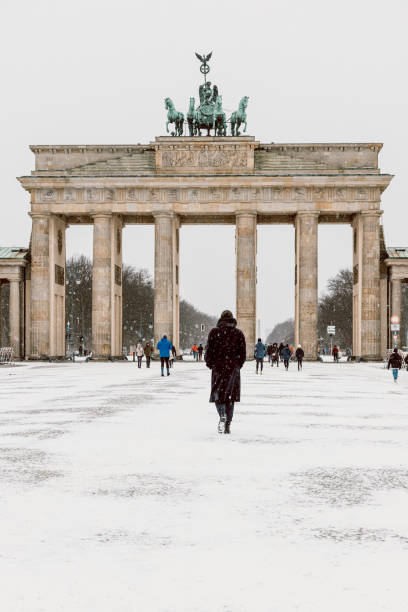 snowy winter days - berlin snow stockfoto's en -beelden