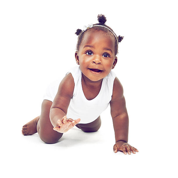 So much to see... Studio shot of a baby girl crawling against a white backgroundhttp://195.154.178.81/DATA/i_collage/pi/shoots/784324.jpg crawling stock pictures, royalty-free photos & images