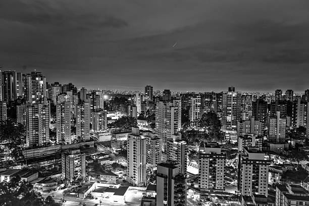 São Paulo City Night - Black and White stock photo