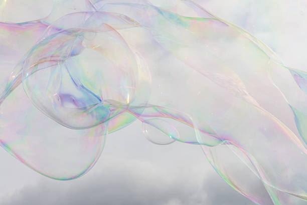 Soap bubbles in the sky stock photo