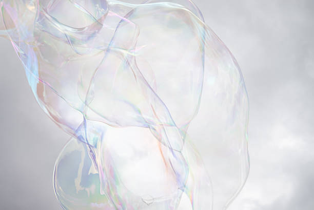 soap bubbles in the sky stock photo
