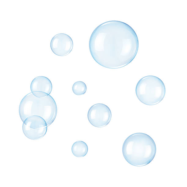 soap bubbles auf weißem hintergrund - blasen stock-fotos und bilder