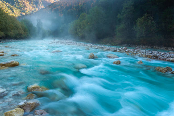 Soca river in Slovenia stock photo