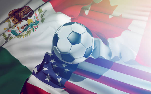 美國墨西哥的足球旗子加拿大 3 d 例證 - us mexico soccer 個照片及圖片檔