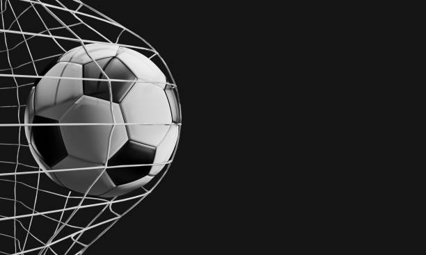 球網中的足球。足球目標3例證 - soccer goal 個照片及圖片檔