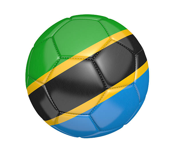 bola de futebol ou futebol com a bandeira do país da tanzânia - tanzania object imagens e fotografias de stock