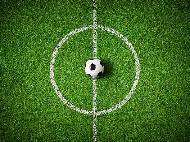 soccer field center and ball top view background soccer field center and ball top view background midsection stock pictures, royalty-free photos & images