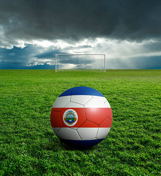 Soccer football ball with Costa Rica flag stock photo