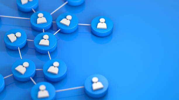 Social network connecting people icon. 3d rendering Blue social network connecting people icon. 3d rendering facebook stock pictures, royalty-free photos & images