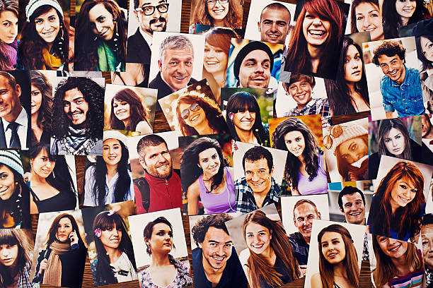 Social Network stack of multiple people expression crowd of people photos stock pictures, royalty-free photos & images