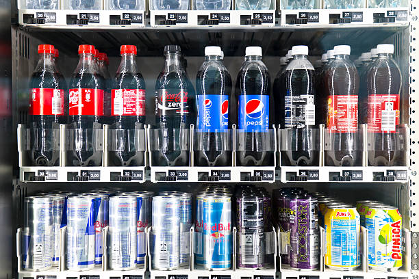 Soft Drinks in a Vending Machine stock photo