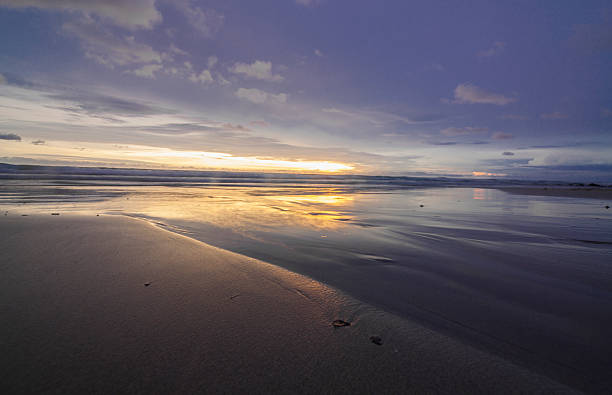 Soft sunset on beach stock photo