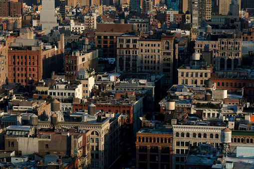 High angle view of buildings in the SoHo neighborhood of New York City.