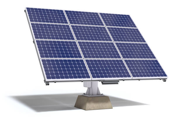 batterie solari per un'elettricità pura ed energia verde isolata su sfondo bianco. - pannelli solari foto e immagini stock