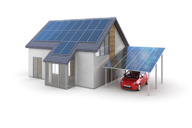 Solar Energy House (isolated) stock photo