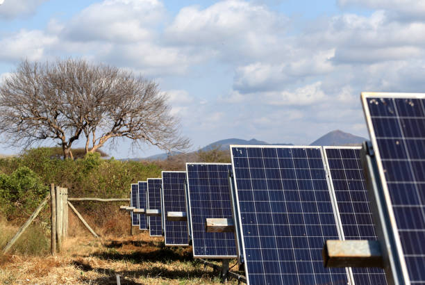Solar panel in Kenya stock photo