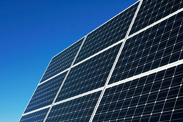 Solar Panels with Blue Sky stock photo