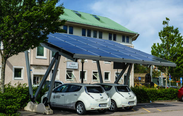 sol energi el bil laddstation - varberg bildbanksfoton och bilder