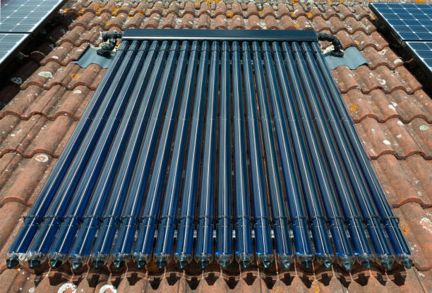 Solar Thermal Water Collector stock photo